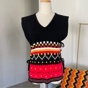 Vintage Western Coastal Cowgirl Southwestern Side Tie Knit Vest Top